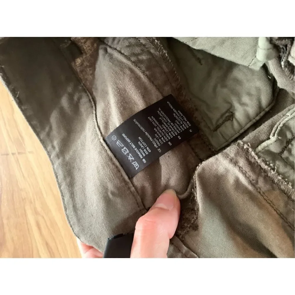 H&M green olive linen pants size 6